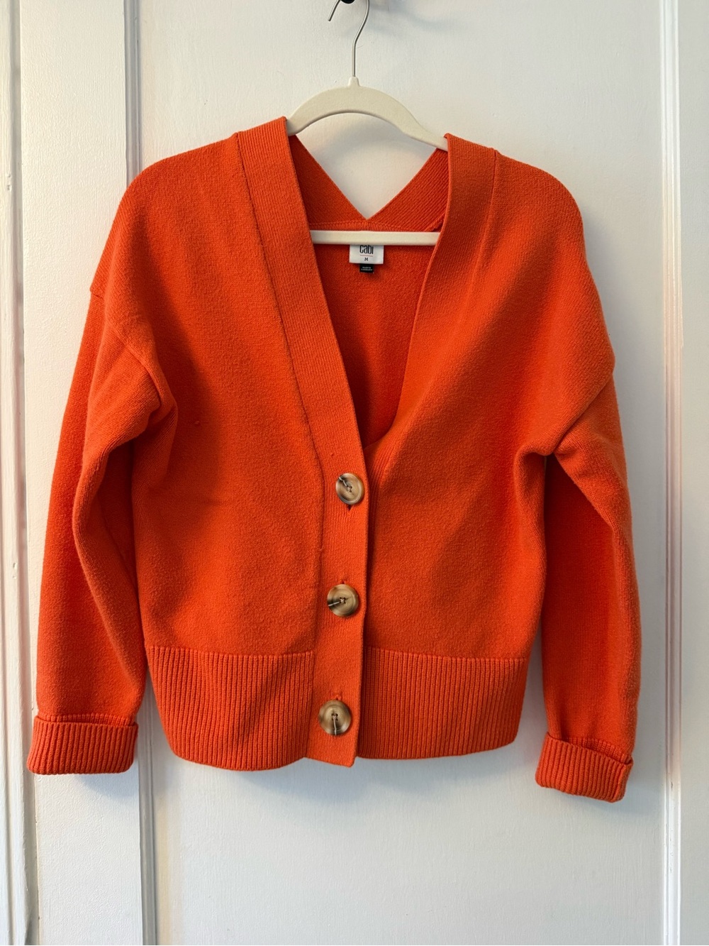 CAbi Vibrant Orange Button-Front Cardigan